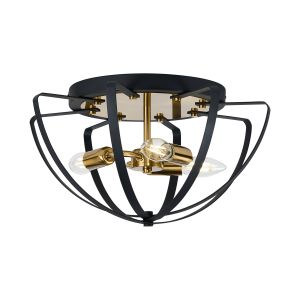 Geona 40cm Flush Ceiling, 3 x E14, Gold/Black