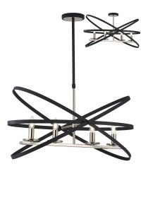 Geona Adjustable Rings Pendant/Semi Ceiling, 4 x E14, Satin Nickel/Anthracite