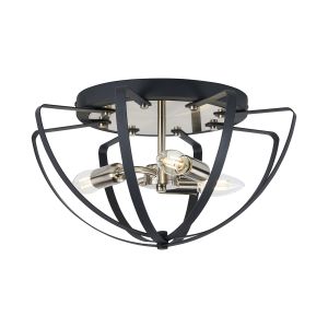 Geona 40cm Flush Ceiling, 3 x E14, Satin Nickel/Anthracite