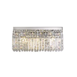 Amerigo 50x24cm Rectangular Large Wall Lamp, 3 Light E14, Polished Chrome/Crystal