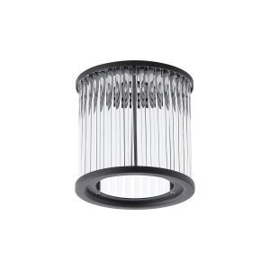 Blanca Round 11 x 11cm Non-Electric Glass Rod Shade (A), Satin Black / Clear Glass Rods