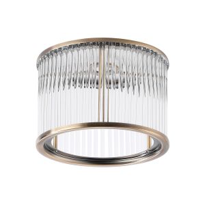 Blanca Round 16 x 11cm Non-Electric Glass Rod Shade (B), Antique Brass / Clear Glass Rods