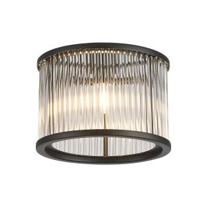 Blanca Round 16 x 11cm Non-Electric Glass Rod Shade (B), Satin Black / Clear Glass Rods