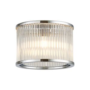 Blanca Round 16 x 11cm Non-Electric Glass Rod Shade (B), Polished Chrome / Clear Glass Rods