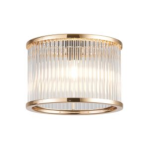 Blanca Round 16 x 11cm Non-Electric Glass Rod Shade (B), French Gold / Clear Glass Rods