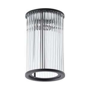 Blanca Round 11 x 18cm Non-Electric Glass Rod Shade (C), Satin Black / Clear Glass Rods