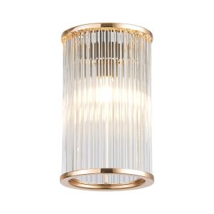 Blanca Round 11 x 18cm Non-Electric Glass Rod Shade (C), French Gold / Clear Glass Rods