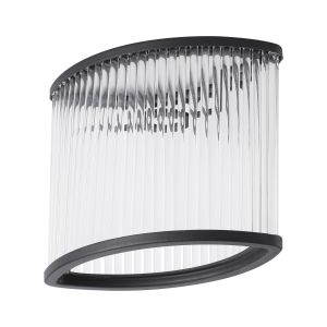 Blanca Oval 18 x 10 x 15cm Non-Electric Glass Rod Shade (D), Satin Black / Clear Glass Rods