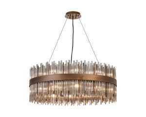 Cucine 80cm Glass Rod Pendant Round, 24 Light G9, Painted Matt Bronze/Smoke Item Weight: 18kg