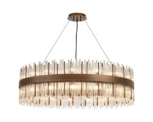 Cucine 100cm Glass Rod Pendant Round, 30 Light G9, Painted Matt Bronze/Clear Item Weight: 23kg