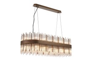 Cucine 100x35cm Glass Rod Pendant Oblong, 24 Light G9, Painted Matt Bronze/Clear Item Weight: 25kg