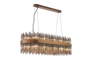 Cucine 100x35cm Glass Rod Pendant Oblong, 24 Light G9, Painted Matt Bronze/Smoke Item Weight: 25kg
