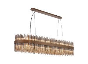 Cucine 150x40cm Glass Rod Pendant Oblong, 36 Light G9, Painted Matt Bronze/Smoke Item Weight: 26kg