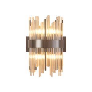 Cucine Glass Rod Wall Light, 4 Light G9, Black Chrome/Cognac
