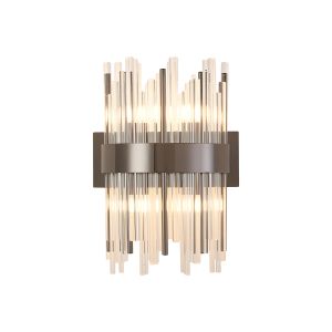 Cucine Glass Rod Wall Light, 4 Light G9, Black Chrome/Clear