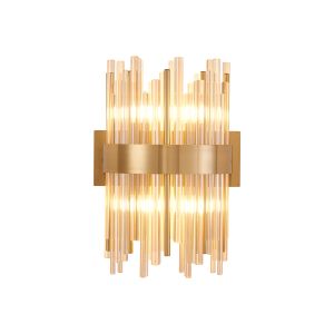 Cucine Glass Rod Wall Light, 4 Light G9, Brass/Cognac
