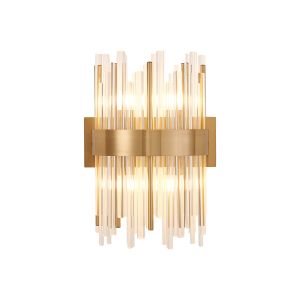 Cucine Glass Rod Wall Light, 4 Light G9, Brass/Clear