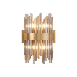 Cucine Glass Rod Wall Light, 4 Light G9, Brass/Smoke