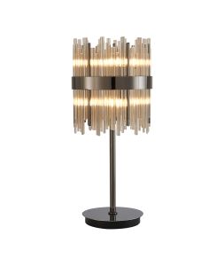Cucine Glass Rod Table Lamp, 6 Light G9, Black Chrome/Cognac