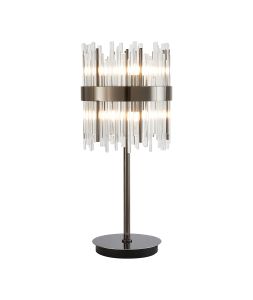 Cucine Glass Rod Table Lamp, 6 Light G9, Black Chrome/Clear