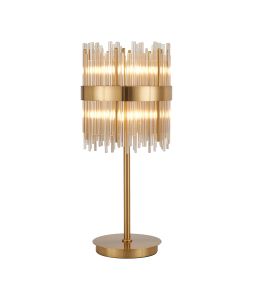 Cucine Glass Rod Table Lamp, 6 Light G9, Brass/Cognac