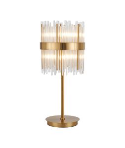 Cucine Glass Rod Table Lamp, 6 Light G9, Brass/Clear