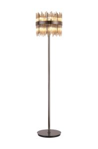 Cucine Glass Rod Floor Lamp, 10 Light G9, Black Chrome/Cognac Item Weight: 16kg