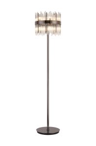 Cucine Glass Rod Floor Lamp, 10 Light G9, Black Chrome/Clear Item Weight: 16kg