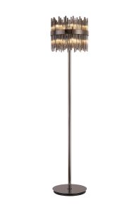 Cucine Glass Rod Floor Lamp, 10 Light G9, Black Chrome/Smoke Item Weight: 16kg