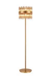 Cucine Glass Rod Floor Lamp, 10 Light G9, Brass/Cognac Item Weight: 16kg