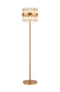Cucine Glass Rod Floor Lamp, 10 Light G9, Brass/Clear Item Weight: 16kg