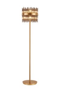 Cucine Glass Rod Floor Lamp, 10 Light G9, Brass/Smoke Item Weight: 16kg