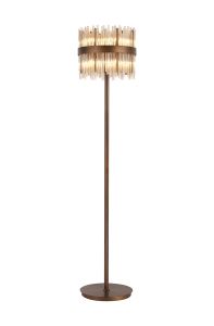 Cucine Glass Rod Floor Lamp, 10 Light G9, Painted Matt Bronze/Cognac Item Weight: 16kg
