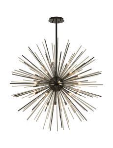 Cucine 110cm Sputnik Glass Rod Pendant Round, 24 Light G9, Black Chrome/Cognac Item Weight: 15kg