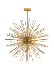 Cucine 110cm Sputnik Glass Rod Pendant Round, 24 Light G9, Brass/Cognac Item Weight: 15kg