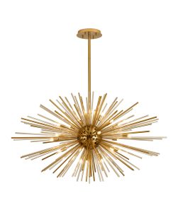 Cucine 110cm Sputnik Glass Rod Pendant Horizontal Oval, 24 Light G9, Brass/Cognac