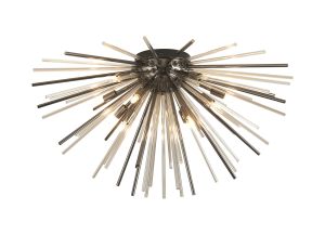 Cucine 75cm Sputnik Glass Rod Glass Rod Flush, 12 Light G9, Black Chrome/Cognac