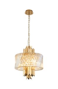 Lola 43cm Pendant, 6 x E14, Brass/Clear