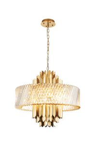 Lola 70cm Pendant, 13 x E14, Brass/Clear