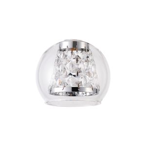Orilla 12 x 9.9cm Round Clear Glass Outer And Polished Chrome/Clear Crystal Inner Shade (F)