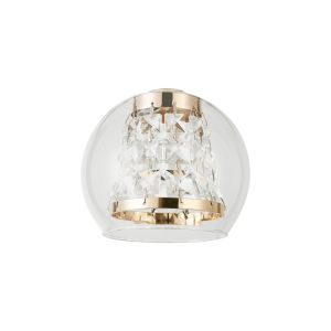 Orilla 12 x 9.9cm Round Clear Glass Outer And French Gold/Clear Crystal Inner Shade (F)