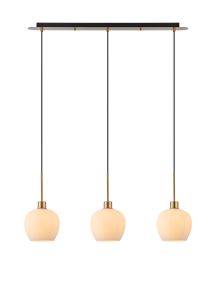 Lori Linear Pendant, 3 Light Adjustable E27, Antique Gold/Opal Wine Shades