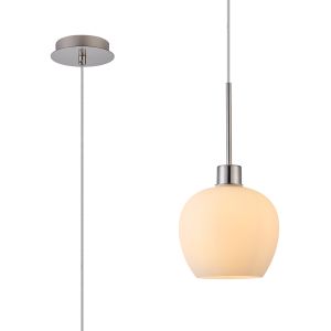 Lori 1.7m Single Pendant, 1 Light Adjustable E27, Satin Nickel/Opal Wine Shades