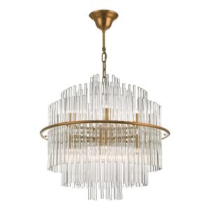 Lukas 13 Light G9 Antique Gold Adjustable Pendant With Glass Rods