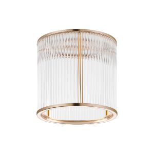 Brai Round 21 x 20cm Non-Electric Glass Rod Shade (B), French Gold / Clear Glass Rods