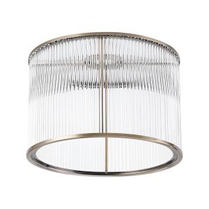 Brai Round 30 x 20cm Non-Electric Glass Rod Shade (C), Antique Brass / Clear Glass Rods
