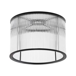 Brai Round 30 x 20cm Non-Electric Glass Rod Shade (C), Satin Black / Clear Glass Rods