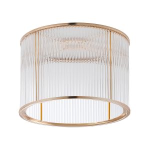 Brai Round 30 x 20cm Non-Electric Glass Rod Shade (C), French Gold / Clear Glass Rods