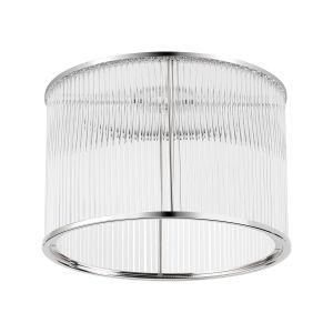 Brai Round 30 x 20cm Non-Electric Glass Rod Shade (C), Polished Nickel / Clear Glass Rods