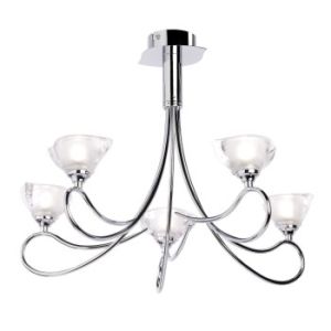 Endon LYRIC-5CH Lyric 5 Light Ceiling Fitting In Chrome With Clear Glass Shades 5 Light